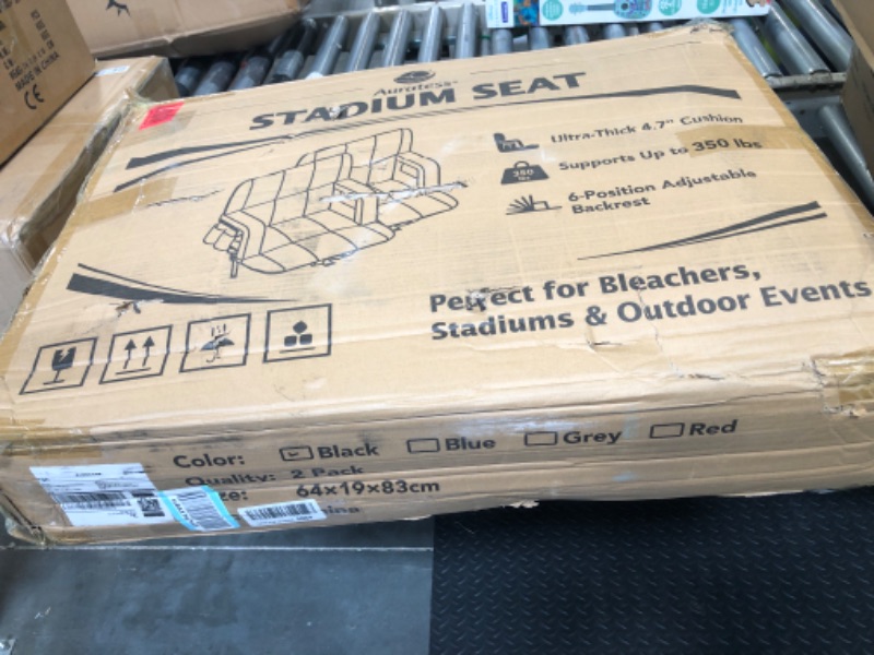 Photo 1 of ** FACTORY SEALED* * Stadium Seats with Back Support 2 Pack, 12-Grid Ergonomic 4.7" Thick Bleacher Chairs for All-Day Comfort, 6 Reclining Positions, Portable Extra Wide Adjustable Stadium Chair for Football & Baseball