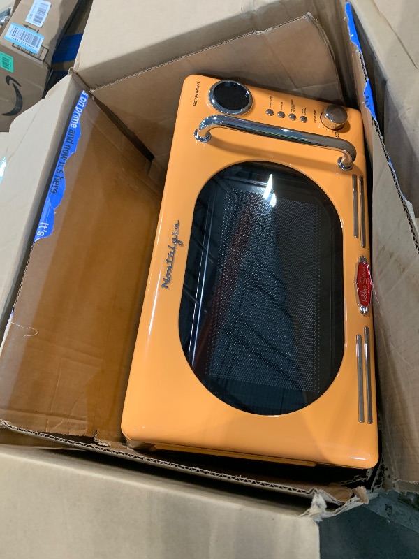 View 3 of *** parts only *** Nostalgia Retro Compact 0.7 Cu. Ft. Countertop Microwave Oven - 700W, Orange