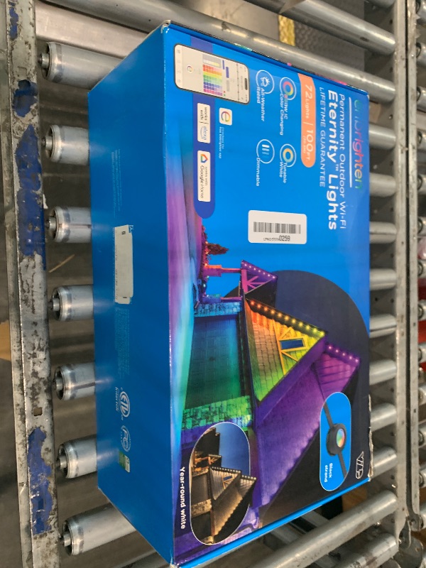 Photo 1 of ***BROKEN, SOLD FOR PARTS*** Enbrighten Eternity Permanent Outdoor Lights, 100ft with 72 RGBWIC LED Lights, App?Controlled, Cuttable, Christmas, Accent & Year?Round Eave Lighting, Works with Alexa & Google Home, 82730