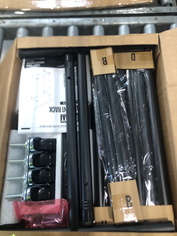 Photo 1 of ** MISSING SOME HARDWARE*** HYSEYY Double Rods Clothes Rack, Rolling Clothing Rack for Hanging Clothes Portable Wardrobe Rack, Metal Garment Rack Sturdy Coat Rack for Bedroom Laundry Living Room, Black