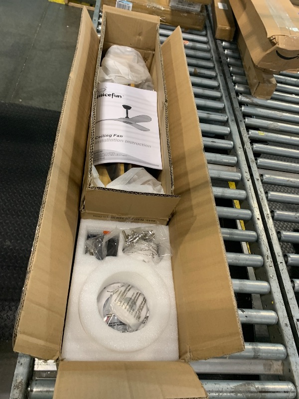Photo 1 of ***CEILING ATTACHMENT MISSING*** Benicefun 52 Inch Natural Wood Ceiling Fan No Light,Propeller Outdoor Ceiling Fans Without Lights with Wall Switch and Remote Control,Quiet DC Motor,3 Blades Ceiling Fan for Patios,Pavilion,Solid Wood