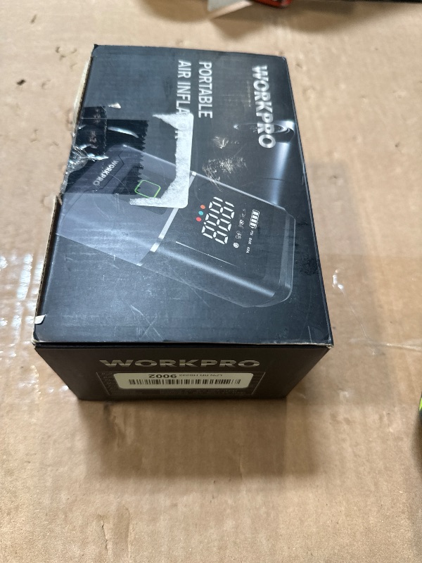 Photo 1 of ** NOT FUNCTIONAL** 8/9 SOLD AS PARTS// FINAL SALE*** 
 WORKPRO Portable Tire Inflator, 7.2V/12V Small/Mid/Large Air Compressor, Digital Display, Auto Shut-Off, 5 Modes, LED Light, High Airflow, for Car, Motorcycle, Bike, Balls