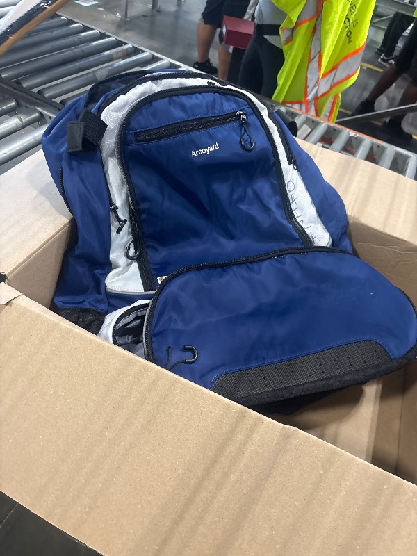 Photo 1 of ** STOCK PHOTO SIMILAR ** ** WRITTING ON SIDE *** Seektop Lightweight Travel Backpack for Men Women, Multiple Pockets 40L Hiking Backpack Foldable Carry on Backpack for Outdoor Camping Sport Leisure (Blue)