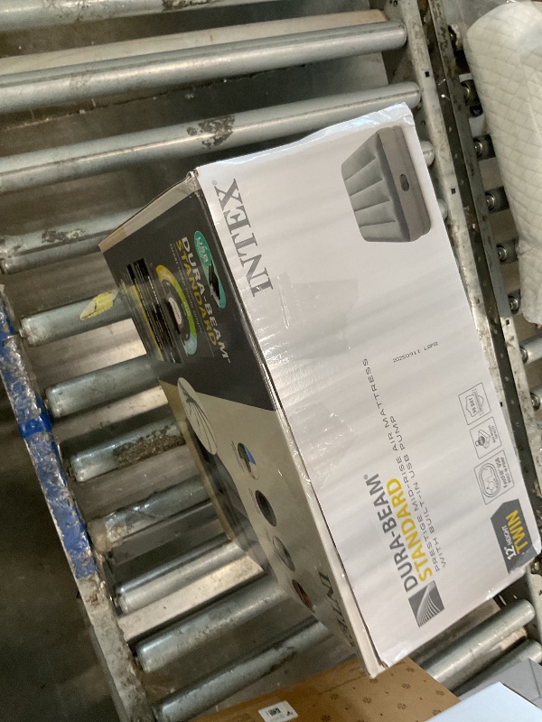 Photo 1 of *See Clerk Notes* Intex 64112E Dura-Beam Standard Prestige Air Mattress: Fiber-Tech – Twin Size – Built-in USB Electric Pump – 12in Bed Height – 300lb Weight Capacity