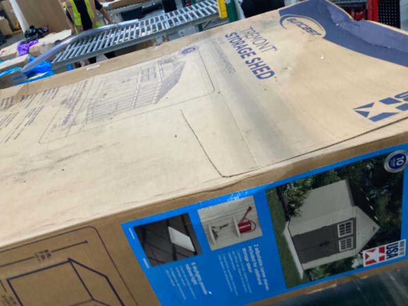 View 3 of ****PARTIAL SET - BOX 1/2 ONLY**** Suncast 8x10 Ft. Outdoor Storage Shed - Large Resin Outdoor Shed with Floor Included, Lockable Double Doors & Skylights. 547 Cu Ft Tremont Garden Resin Sheds for Lawn Tools, Riding Mowers, & Bikes
