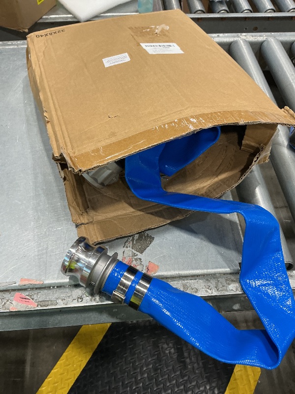 Photo 1 of 1-1/2" x 100ft PVC Lay Flat Discharge Hose With Aluminum Camlock C & E Fittings, Cam Lock Fitting Type A included, Heavy Duty Reinforced Pump Backwash Hose Assembly