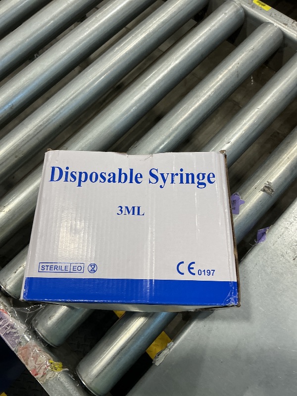 View 2 of 100 Pack 3ml 25 Gauge 1 inch Syringe Luer Lock Disposable Syringes for Scientific Labs,Individually Wrapped