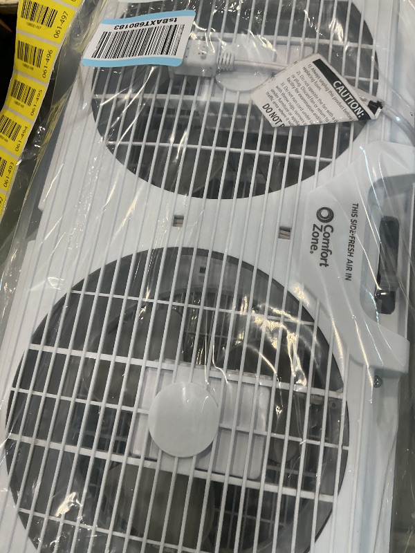 Photo 1 of [Missing Pieces] Comfort Zone Twin Window Fan with Reversible Airflow Control, 9 inch, Auto-Locking Expanders, 2 Speed Fan, Dual Fan, Exhaust, Airflow 9.84 ft/sec, Ideal for Home, Kitchen, Bedroom & Office, CZ319WT