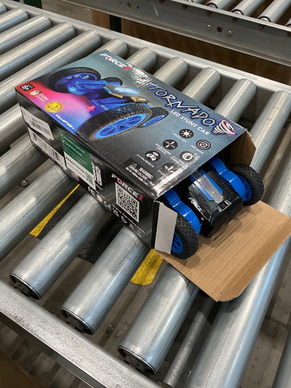 Photo 1 of **See Clerk Notes**Force1 Tornado Blue LED Remote Control Car for Kids- Double Sided Driving Fast RC Cars 360 Flips, Outdoor 4WD Off Road Stunt RC Car, All Terrain Tires, RC Crawler Rechargeable Battery, 2.4GHz Remote