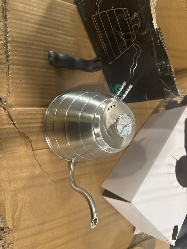 Photo 1 of ***FOR PARTS***Coffee Gator Gooseneck Kettle with Thermometer - 40oz Premium Stainless Steel Pour Over Coffee Maker Kettles, Stove Top, w/Precision Drip Spout, for Drip Coffee, French Press, Tea Kettle, 5 Cup, 1.2L