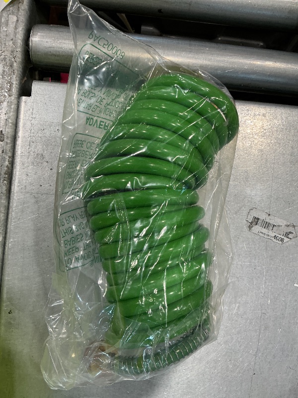 Photo 1 of [Blue and green are shipped randomly.]RV External Shower, 3/8 in by 15-Foot Coil Hose with 1/2 Inch Quick Connect Adapter for RV Outdoor Shower, Boat Hose Coil, 3/4 Inch Fittings (With Sprayer)