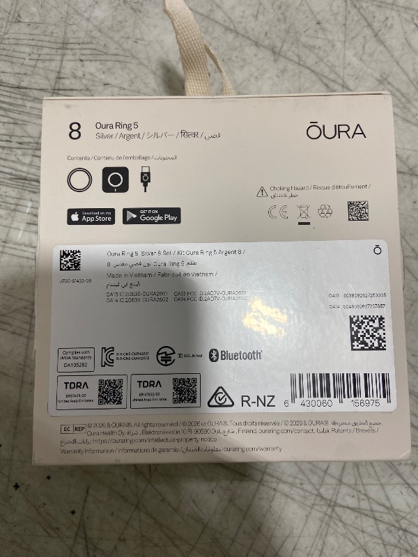 Photo 1 of Oura Ring 5 Smart Ring - Silver - Size 8