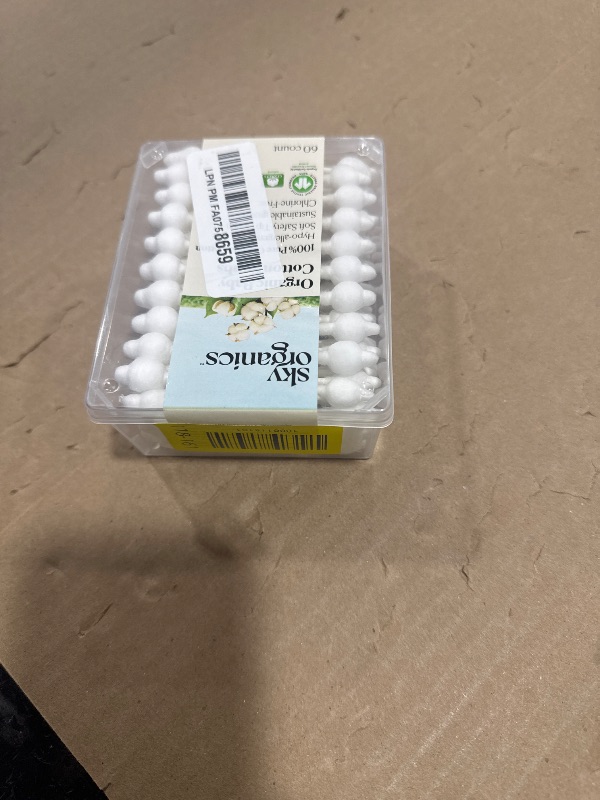 View 2 of Sky Organics Organic Baby Cotton Swabs 60ct, Baby Safe Tips, Chlorine-Free