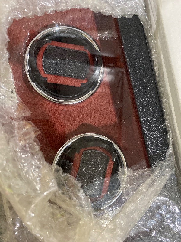 Photo 1 of ROTHWELL Double Watch Winder for Automatic Watches with Quiet Motor with Multiple Speeds and Rotation Settings (Black/Red)