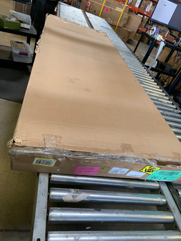 Photo 1 of Bme Ethan Queen Bed Frame with Diamond Headboard, Mid Modern, Solid Acacia Wood, No Box Spring Needed, Fits All Mattresses, Rustic Caramel