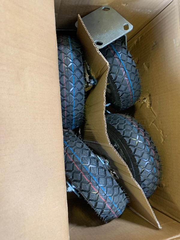 Photo 1 of 10 Inch Pneumatic Casters Set of 4 (2 Swivel/2 Rigid),Heavy Duty Casters,Tolerable 1300 LBS,Rubber Knobby Tread for Workbench, Cart, Trolley,Wagon and Shelves