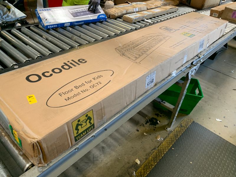 View 3 of Ocodile Twin Floor Bed with Safety Guardrails for Kids, Montessori Inspired with Rails and 2 Openings, Twin Size Bed Frame for Girls and Boys - White