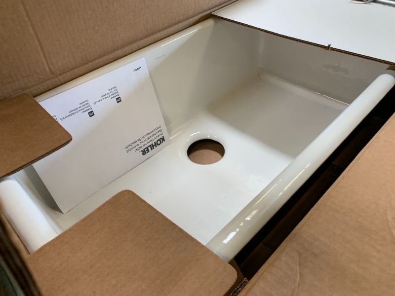 Photo 1 of KOHLER Iron/Tones® 33" Top-/Undermount Kitchen Sink, Single Bowl Kitchen Sinks, K-5707-0, White