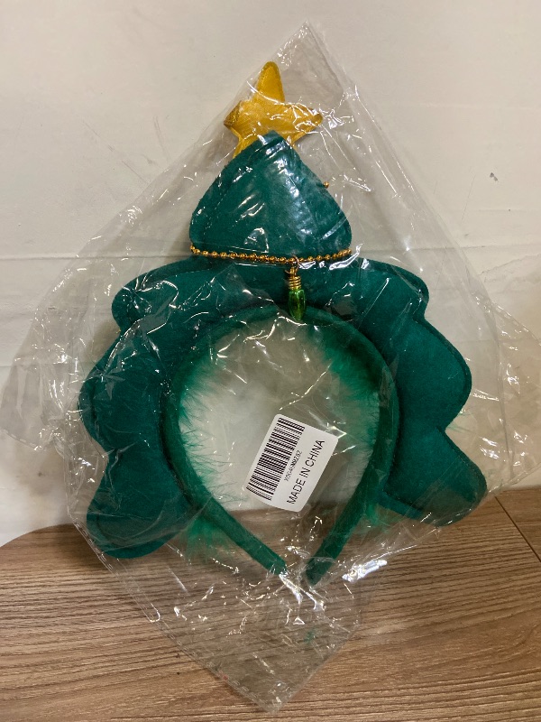 Photo 1 of HOXIEYA 1Pcs Christmas Headbands Christmas Tree Star Green Headbands for Women Men Fluff Headband Winter Hair Accessories Makeup Party Supplies