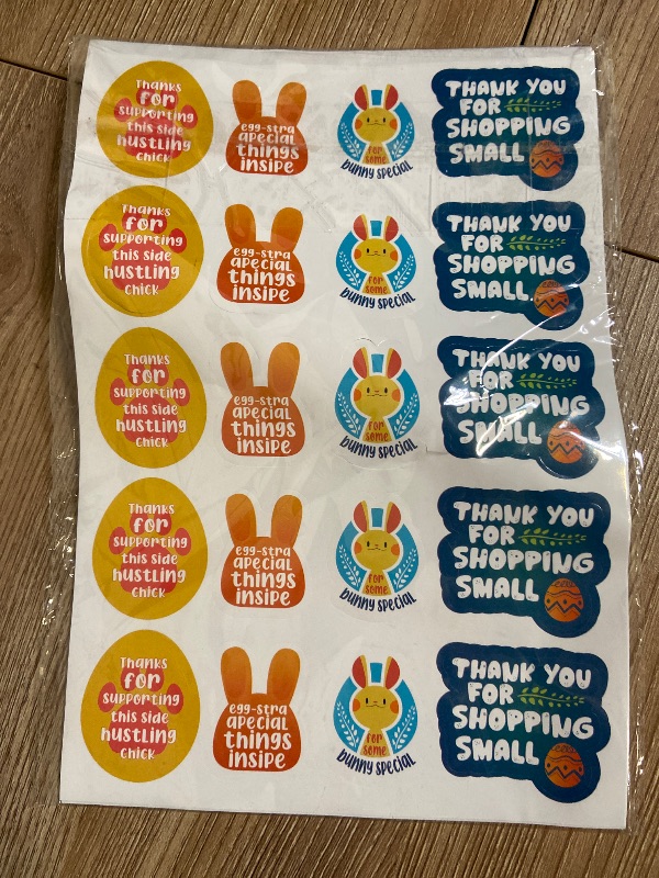 Photo 1 of 200 Pcs Easter Bunny Small Business Stickers,4 Patterns Designs Thank You for Shopping Small Stickers Cute Eastser Egg Rabbit Decals Tags for Gifts Packaging,Small Shop,Envelopes Seals