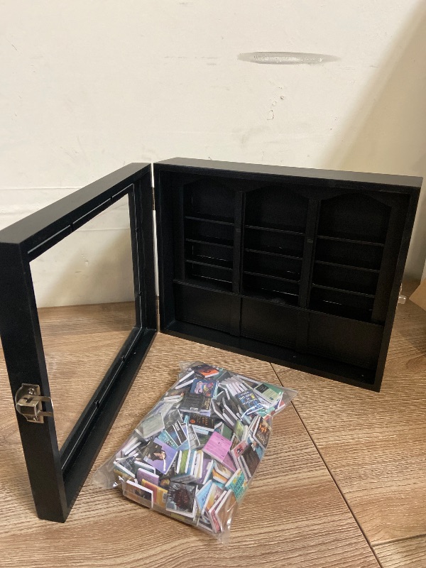 Photo 1 of Anxiety Bookshelf - Shake Off Your Anxiety,Miniature Display Shelf,Contains 240 Miniature Book Models,Antique Style Gift Decoration Mini Bookshelf (Black)
