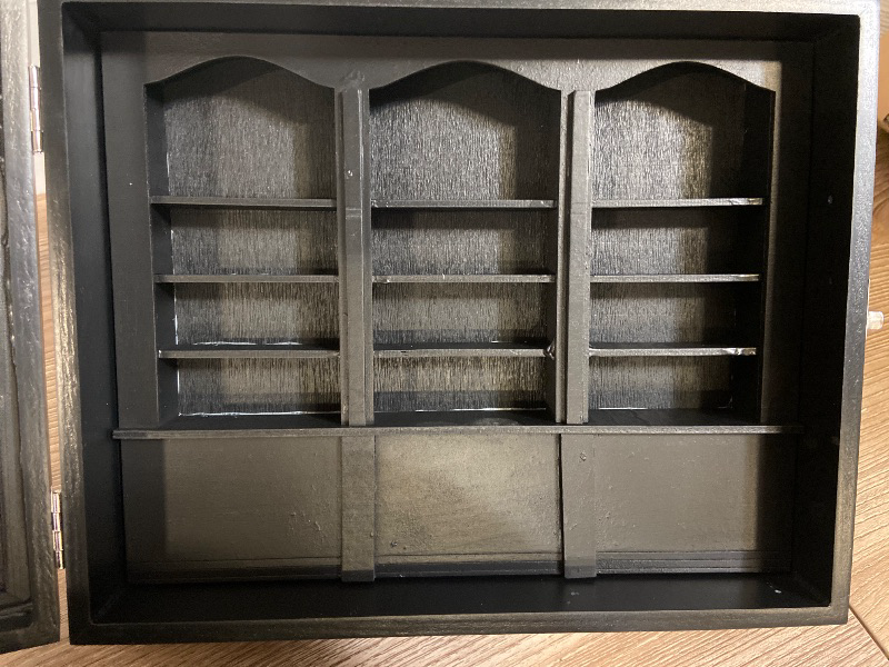 Photo 1 of Anxiety Bookshelf - Shake Off Your Anxiety,Miniature Display Shelf,Contains 240 Miniature Book Models,Antique Style Gift Decoration Mini Bookshelf (Black)