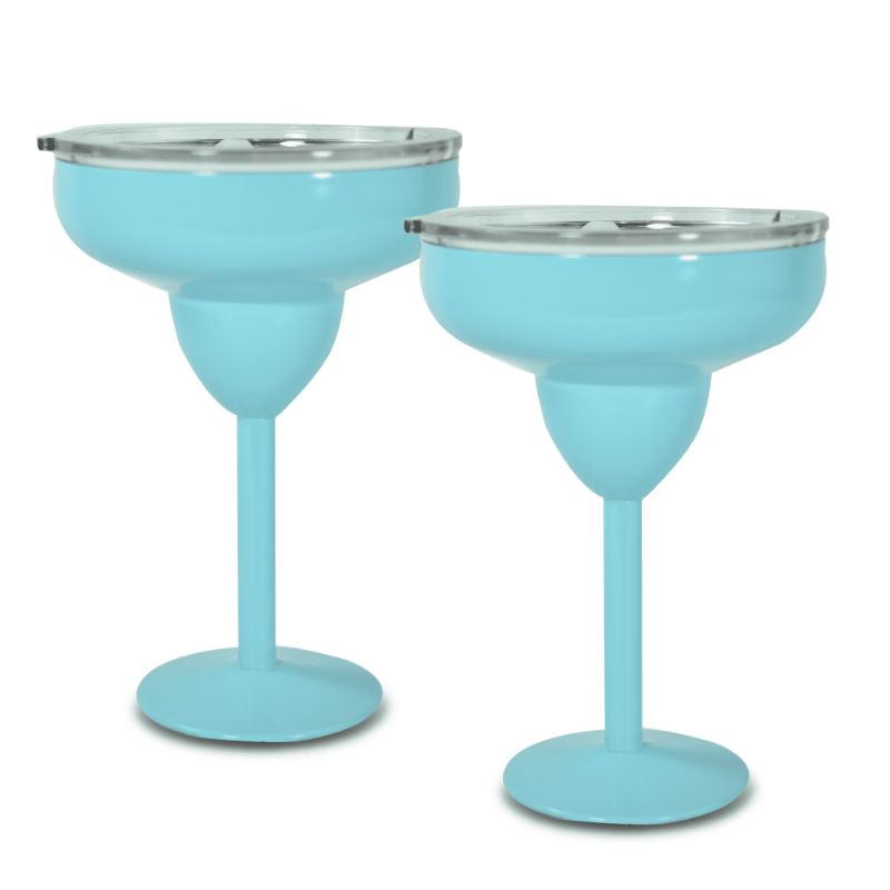 Photo 1 of 2PK Stainless Steel Margarita Tumbler with Lid, 10oz Insulated Martini Glasses, Double Wall Insulated Cocktail Tumbler Wine Glasses for Party, Vacation, Picnic, Pool, Beach Patio(Blue)