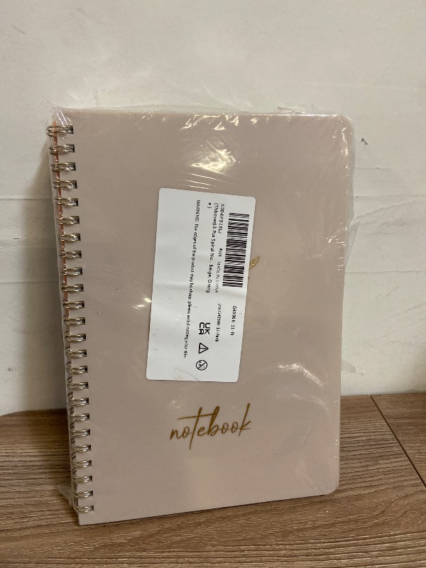 Photo 1 of 3 Pcs Spiral Notebook 5.9x8.3, 140 Pages Small Notebook for Women A5 College Ruled Journals Cute Notebooks with Large Pockets and Index Stickers for Home School Office Use Green, Beige, Orange
