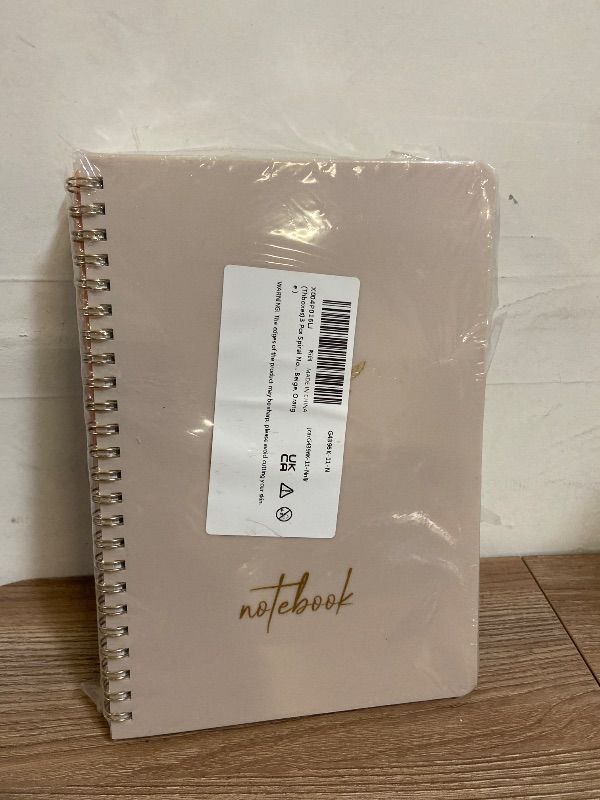 Photo 1 of 3 Pcs Spiral Notebook 5.9x8.3, 140 Pages Small Notebook for Women A5 College Ruled Journals Cute Notebooks with Large Pockets and Index Stickers for Home School Office Use Green, Beige, Orange