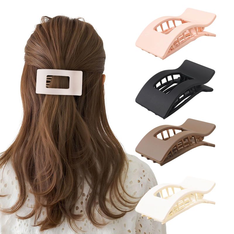 Photo 1 of LATIMOON Flat Hair Clips Claw for Women,Large Flat Claw Clips,Non-Slip Strong Hold French Hair Clips for Thick Thin Hair(Multi-colored)