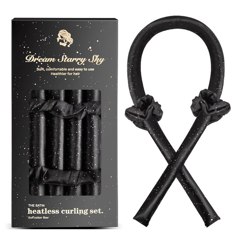 Photo 1 of Satin Heatless Curling Set - Hair Rollers for Curls Heatless Hair Curlers & Hot Rollers Hair Curlers to Sleep in Curling Rod Headband Curler (Dreamy Starry Sky)