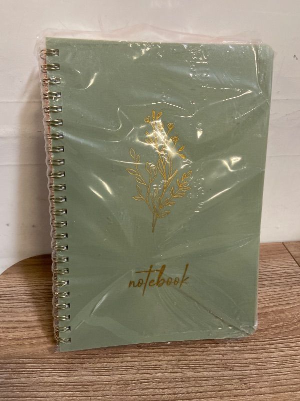 Photo 1 of 3 Pcs Spiral Notebook 5.9x8.3, 140 Pages Small Notebook for Women A5 College Ruled Journals Cute Notebooks with Large Pockets and Index Stickers for Home School Office Use Green, Beige, Orange