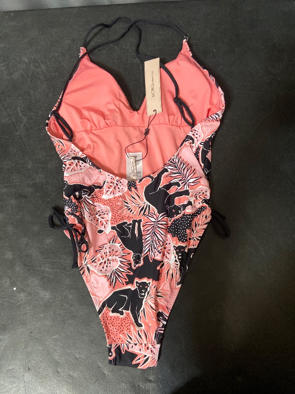 Photo 1 of (XS) BCBGeneration womens Adjustable V Neck Tummy Control Quick Dry Bathing One Piece Swimsuit, Peach, X-Small US
