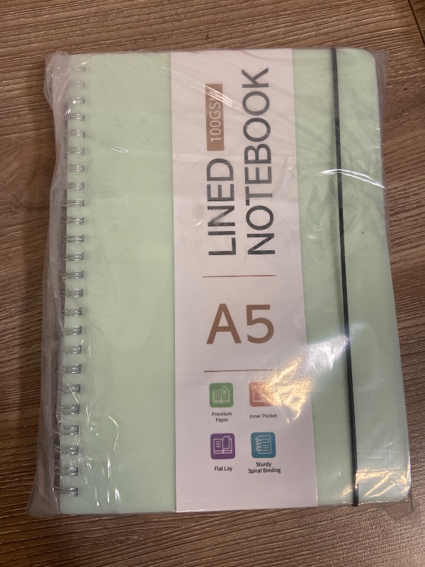 Photo 1 of 3 Pcs Spiral Notebook 5.9x8.3, 140 Pages Small Notebook for Women A5 College Ruled Journals Cute Notebooks with Large Pockets for Home School Office Use - Purple, Green, Blue