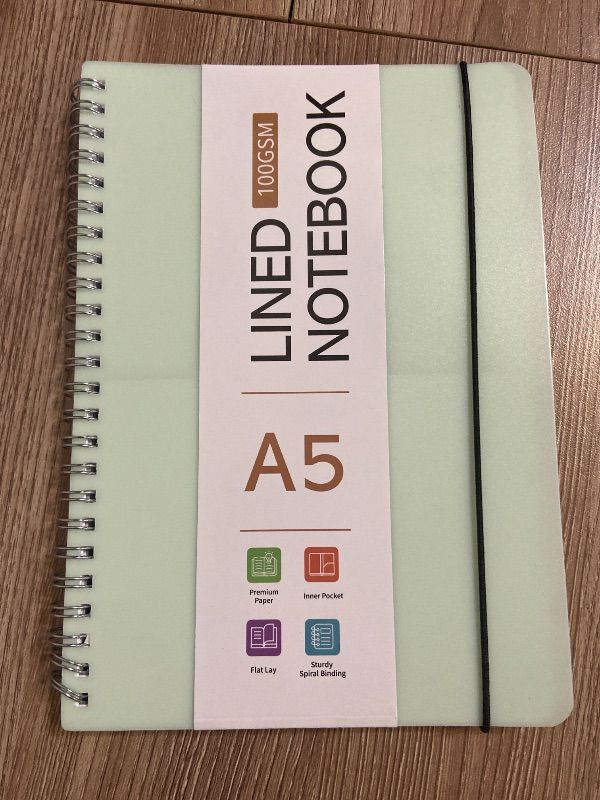 Photo 1 of  Spiral Notebook 5.9x8.3, 140 Pages Small Notebook for Women A5 College Ruled Journals Cute Notebooks with Large Pockets for Home School Office Use- Green