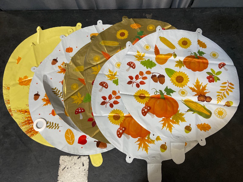 Photo 1 of 8Pcs 18'' Fall Balloons - Thanksgiving Foil Balloons with Turkey, Maple Leaf Designs for Party Decoration
