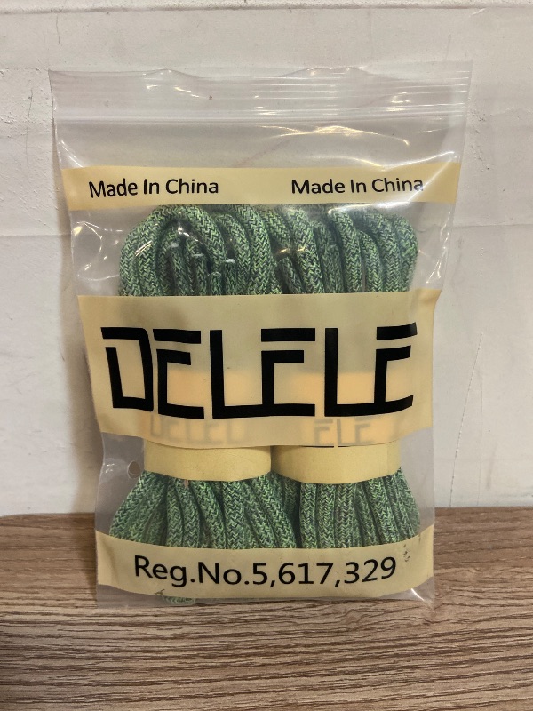 Photo 1 of DELELE Candy Thick Round Athletic Shoe Laces Running Sneaker Shoelaces Grass Green 2 Pair 47.24"