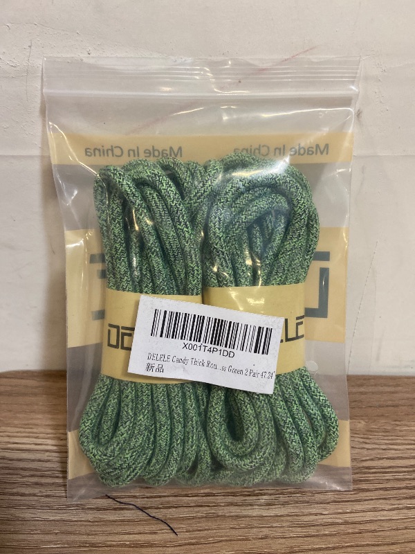 Photo 1 of DELELE Candy Thick Round Athletic Shoe Laces Running Sneaker Shoelaces Grass Green 2 Pair 47.24"