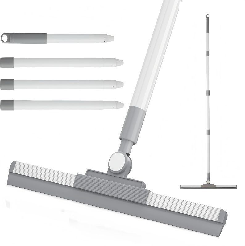 Photo 1 of Floor Squeegee for Concrete Floor, Long Handle Shower Squeegee, Squeegee Broom, Magic Air Broom, 14'' Rubber Blade,52'' Extension Pole, for Shower Glass Doors, Bathroom Tile, Pet Hair, Window
