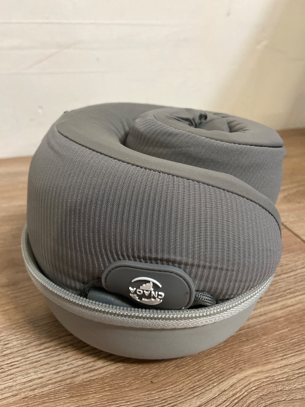 Photo 1 of CNAOA Travel Pillow for Airplanes, Neck Pillow eases Neck and Shoulder Pain on Long Flights, Adaptive Memory Foam Sleep Support, Portable Carry Case, Eye Mask and Earplugs Travel Set(Grey I)