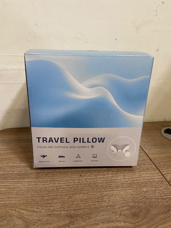 Photo 1 of CNAOA Travel Pillow for Airplanes, Neck Pillow eases Neck and Shoulder Pain on Long Flights, Adaptive Memory Foam Sleep Support, Portable Carry Case, Eye Mask and Earplugs Travel Set(Grey I)