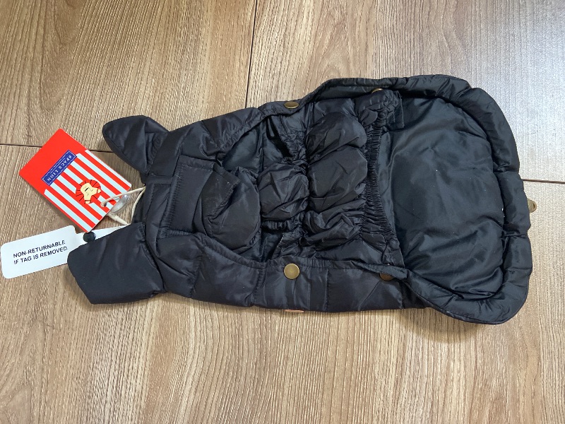 Photo 1 of Size XS SPACE LION Dog Puffer Jacket, Down Winter Coat, Durable Outdoor Coat for Cold and Windy Conditions, Lightweight & Adjustable Fit Coats for Small Dogs, (Black, Size8/XS)