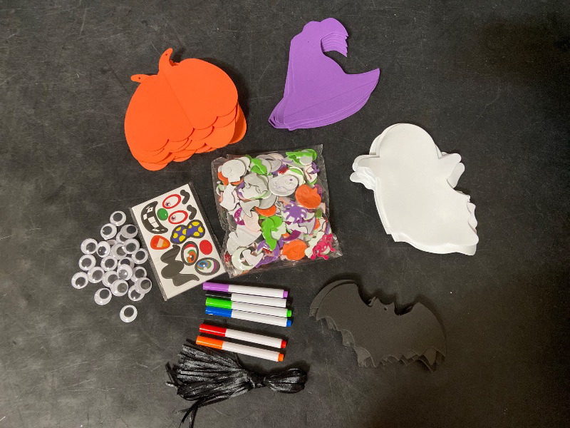 Photo 1 of 318PCS Halloween Foam Craft Kit for Kids, DIY Pumpkin Ghost Bat & Witch Hat Decorating Set with Foam Stickers, Wiggle Eyes & Markers, Halloween Classroom Activities, Party Favors & Decorations
