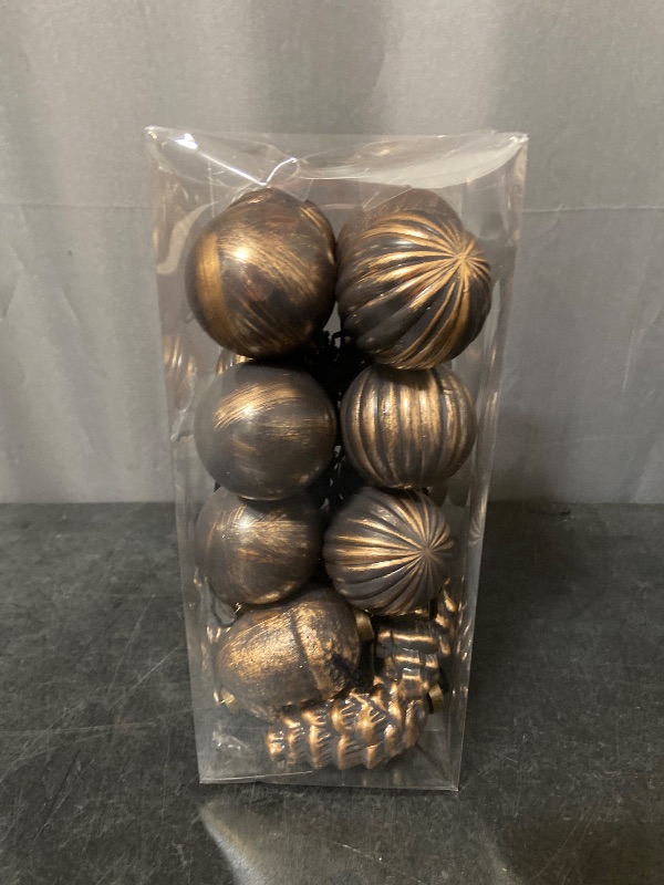 Photo 1 of 20 Pcs Vintage Christmas Ball Ornaments Neutral Textured Christmas Tree Hanging Decorations with Loop Antique Rustic Distressed Ornaments Decor for Home Farmhouse Xmas Party(Brown)