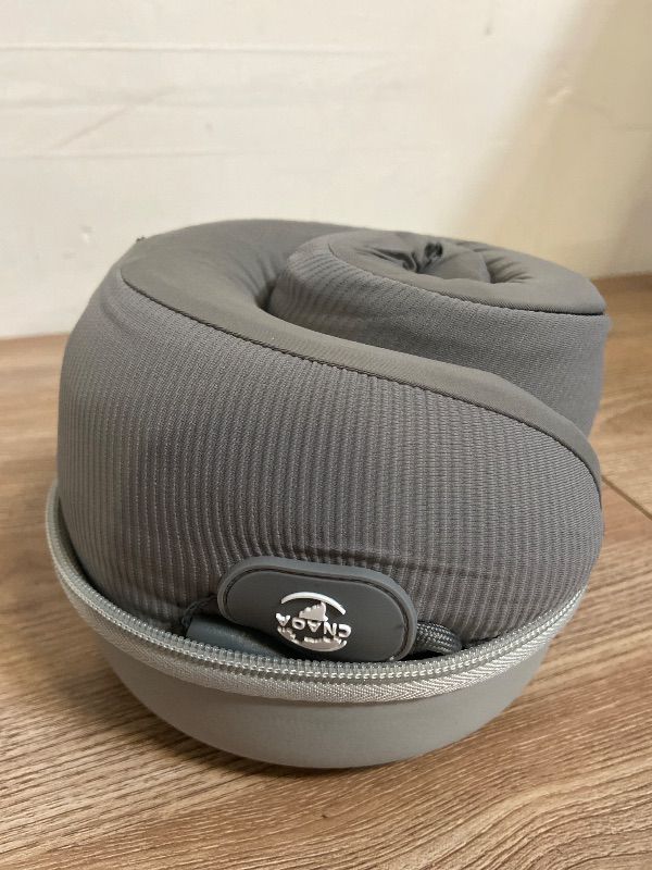 Photo 1 of CNAOA Travel Pillow for Airplanes, Neck Pillow eases Neck and Shoulder Pain on Long Flights, Adaptive Memory Foam Sleep Support, Portable Carry Case, Eye Mask and Earplugs Travel Set(Grey I)