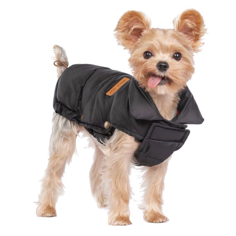Photo 1 of Size XS SPACE LION Dog Puffer Jacket, Down Winter Coat, Durable Outdoor Coat for Cold and Windy Conditions, Lightweight & Adjustable Fit Coats for Small Dogs, (Black, Size8/XS)