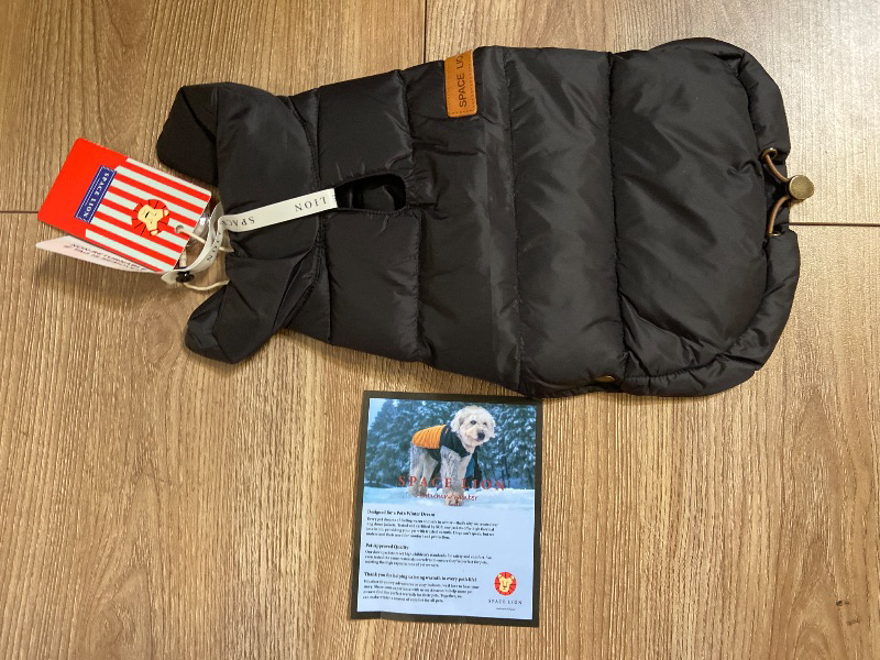 Photo 1 of Size XS SPACE LION Dog Puffer Jacket, Down Winter Coat, Durable Outdoor Coat for Cold and Windy Conditions, Lightweight & Adjustable Fit Coats for Small Dogs, (Black, Size8/XS)