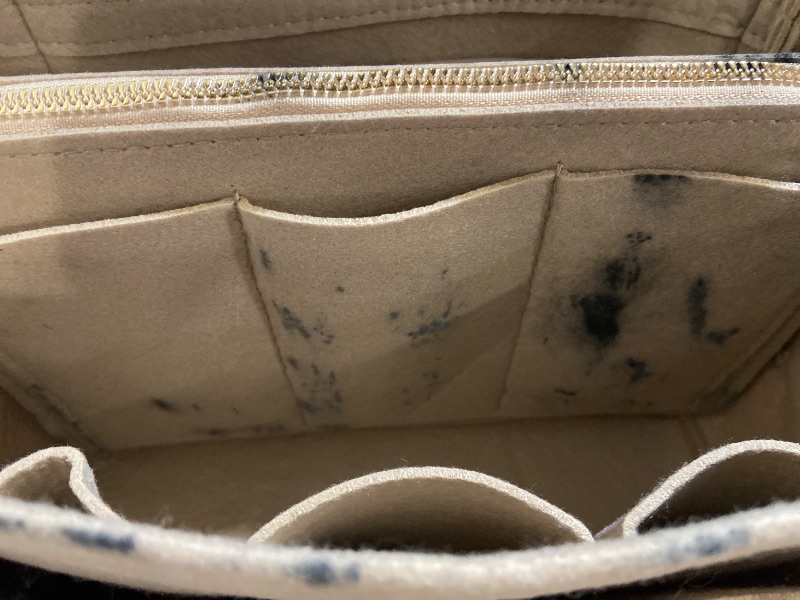 View 4 of ZTUJO Purse Organizer Insert, Felt Bag Organizer with Metal Zipper, Handbag & Tote Shaper, For Speedy Neverfull Tote, 7 Sizes(Medium, Beige)