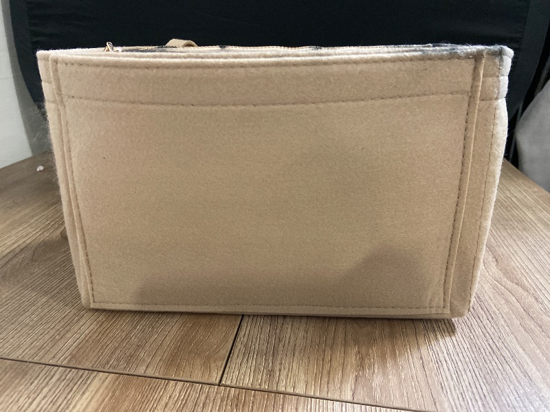 View 5 of ZTUJO Purse Organizer Insert, Felt Bag Organizer with Metal Zipper, Handbag & Tote Shaper, For Speedy Neverfull Tote, 7 Sizes(Medium, Beige)