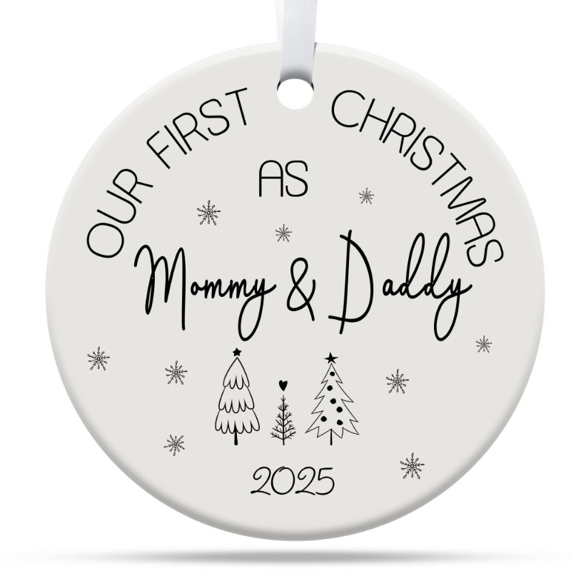 Photo 1 of Family Christmas Ornaments 2025, Our First Christmas As Mommy and Daddy Ornament, New Mom and Dad Gifts First Time 2025, Baby First Christmas Ornament Ceramic